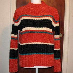 Multi-colored, chenille mock neck sweater